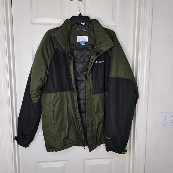 Green black zip front coat Columbia Mens L - Picture 15 of 16